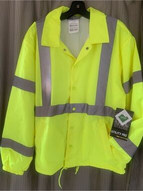 Men’s High-Visibility Yellow Safety Windbreaker Jacket